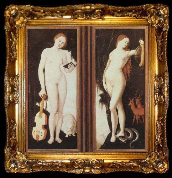 framed  Hans Baldung Grien allegories of music and prudence, ta009-2